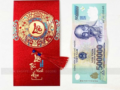 Set 06 bao lì xì giấy ánh kim họa tiết tròn nổi 3D [06 Chữ - Cao cấp] BAOLIXI-04